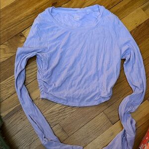 Women's Light Purple Long Sleeve Crop Top